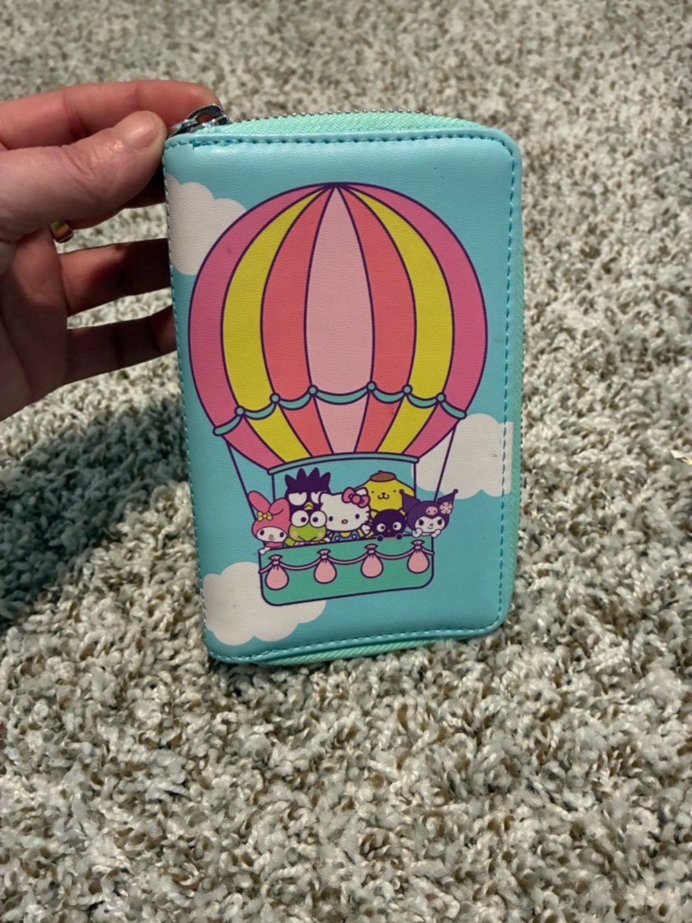 Loungefly Mint Sanrio Hello Kitty & Cat Zip Wallet - Picture 2 of 3